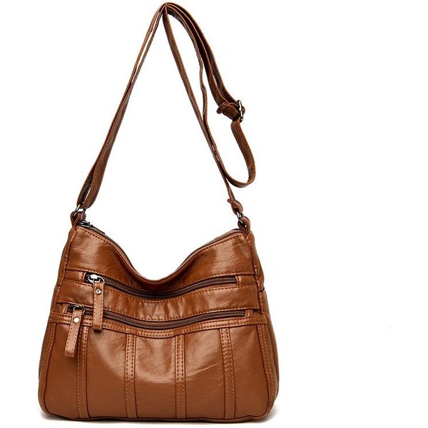 Bolso De Mujer Bolso De Hombro Bolso De Madre De PU Suave Con MúLtiples Bolsillos Bolso Cruzado Ligero Brown-image