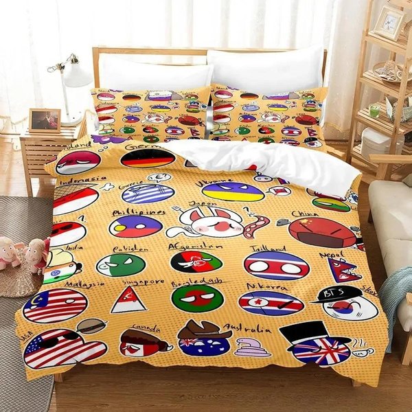 2025 Nuevo Juego De Cama Countryball Polandballs Individual Twin Completo Queen King Size Juego De Cama Adulto NiñO Dormitorio Fundas NóRdicas Juegos De Dibujos Animados 200X230Cm 3Pcs-image
