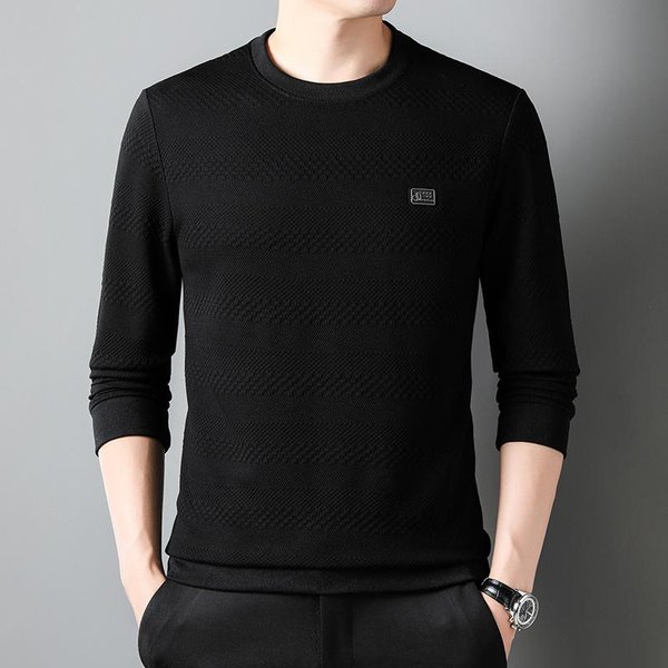 Sudadera De Estilo Occidental Para Hombre, Nueva Moda De OtoñO Con Cuello Redondo, Jersey, Camiseta BáSica Casual Para Hombre De Estilo Coreano, Camiseta De Manga Larga Xxxxl-image