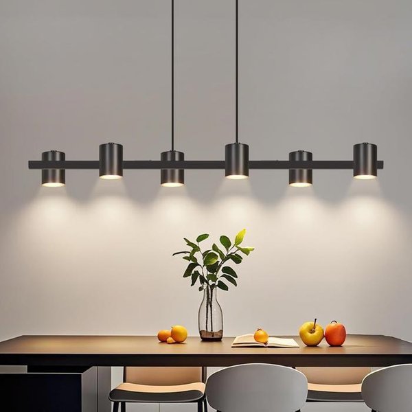 LáMpara Colgante - Nettlife - 150 Cm - 6 Luces - Metal Negro - PortaláMparas GU10-image