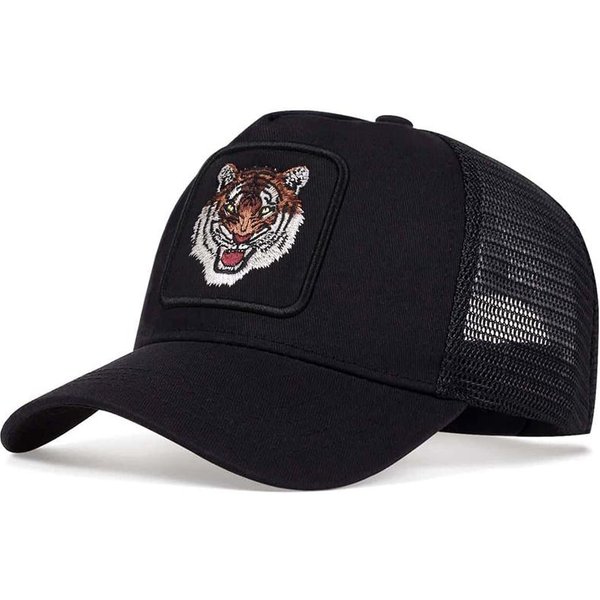 Unisex Kapelusze Siatkowe Baseballowe Z Haftem Tygrysa Wiosna I Lato Outdoor Regulowane Codzienne Kapelusze Kapelusz PrzeciwsłOneczny Black-image