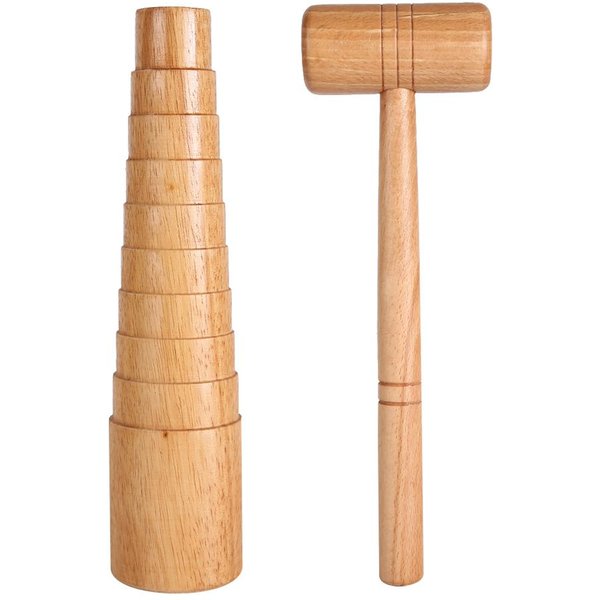 2 Uds / Set Calibrador De Mandril De Madera FabricacióN De JoyeríA Ajustar MedicióN De TamañO De Brazalete Palo Herramienta De Martillo-image