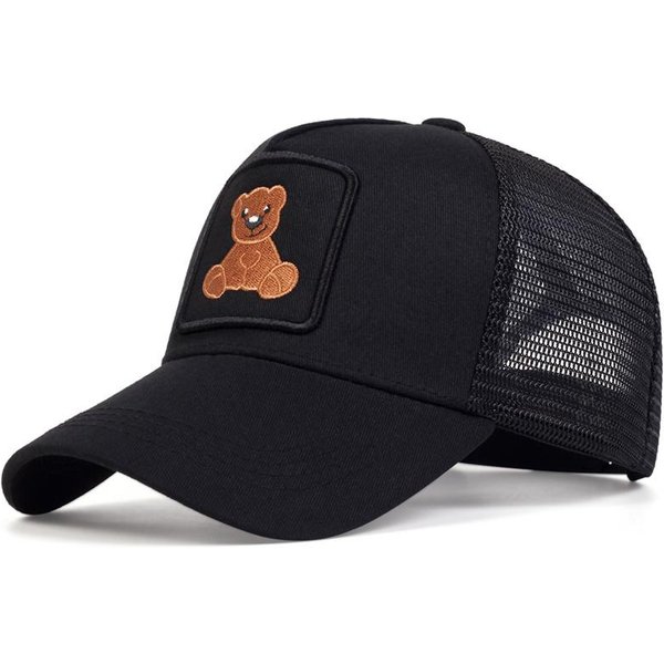 Unisex Czapki Snapback MęSkie OddychająCe Siatkowe Czapki Dla Kobiet Haftowany NiedźWiedź Czapka Baseballowa BawełNiana Hip Hopowa Bone Trucker Hat-image