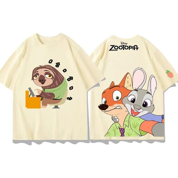 Miniso Zootopia BawełNiany T-Shirt TOP Moda Y2K T-Shirt MęSki BawełNiany T-Shirt TOP Letni Damski T-Shirt Y2K Ubrania Dla Pary M-image
