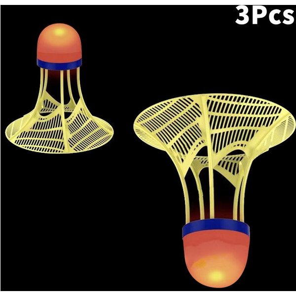 3/10 Sztuk Lotki Do Badmintona ŚWiecąCe W CiemnośCi Luminescencyjne Wiatroodporne Nylonowe Na Noc ZewnęTrzne Sport Dla DorosłYch Dzieci 3PCS Light Czerwony-image