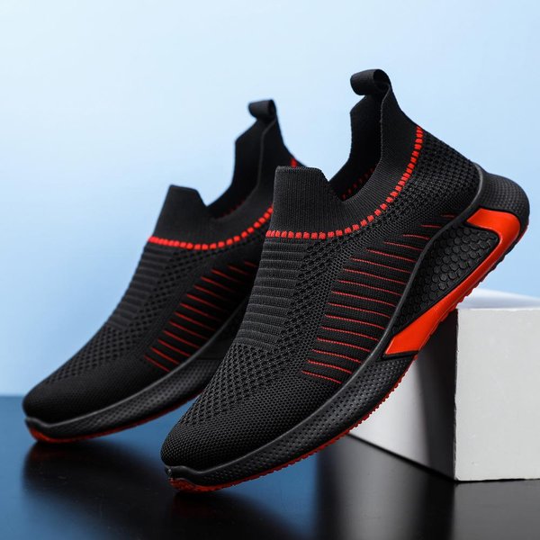 Zapatos Casuales Nuevos Zapatos De Hombre Tejido Volador Transpirables Zapatos Casuales Estudiante CóModos Correr Zapatos Modernos Zapatilla De Hombre 45 Negro-image