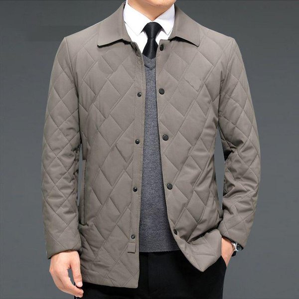 Abrigo Ligero De AlgodóN Para Hombre, Abrigo De AlgodóN OtoñO E Invierno, CáLida Chaqueta Acolchada Con Cuello, Estilo Casual De Negocios Para Personas De Mediana Edad, Estilo Papá 5XL-image