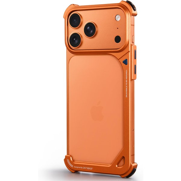 Oatsbasf Metalowa Bezramkowa Obudowa Na Telefon Dla 17 Pro Max KształT 9 OsłOna Na Telefon Cienki Zderzak Obudowa DająCa WrażEnie Nagiego Telefonu Dla Ipone 17 Pro Iphone17 Pro PomarańCzowy-image