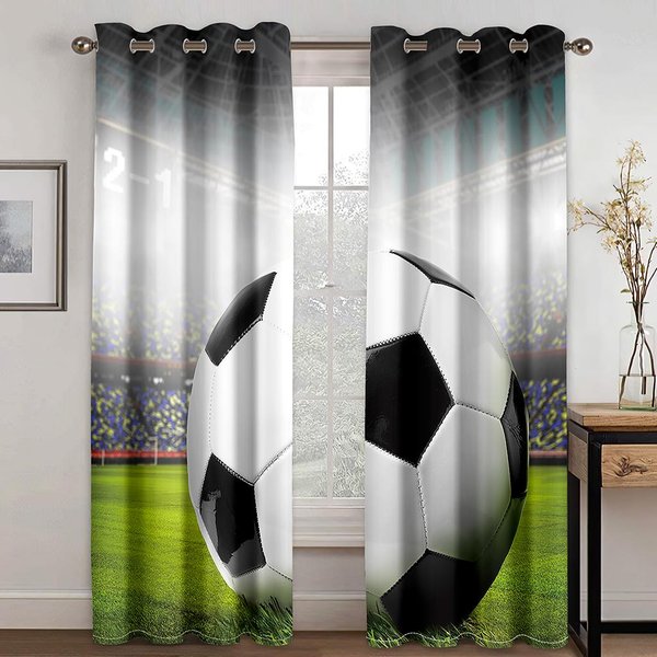 Seria 3D PiłKa NożNa WzóR Okien ZasłOny Sportowe Cienkie ZasłOny ZasłOny Do Salonu Sypialnia ChłOpcy Dzieci PokóJ WystróJ Domu 100W160H(Cm)40X63In&Grommet Top-image
