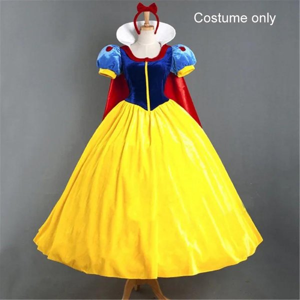 Damska Sukienka Cosplay KróLewna ŚNieżKa Sukienka KsiężNiczki Dla Dziewczynek Kobiety DorosłE KreskóWkowa KsiężNiczka KróLewna ŚNieżKa Kostium Na Imprezę Halloweenową L Yellow-image