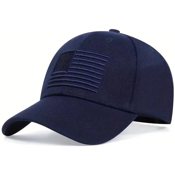 Unisex Czapki Baseballowe Z Haftem Flagi AmerykańSkiej, Na Wiosnę I Jesień, Outdoorowe, PrzeciwsłOneczne, Regulowane, Casualowe, Truckerki Blue-image