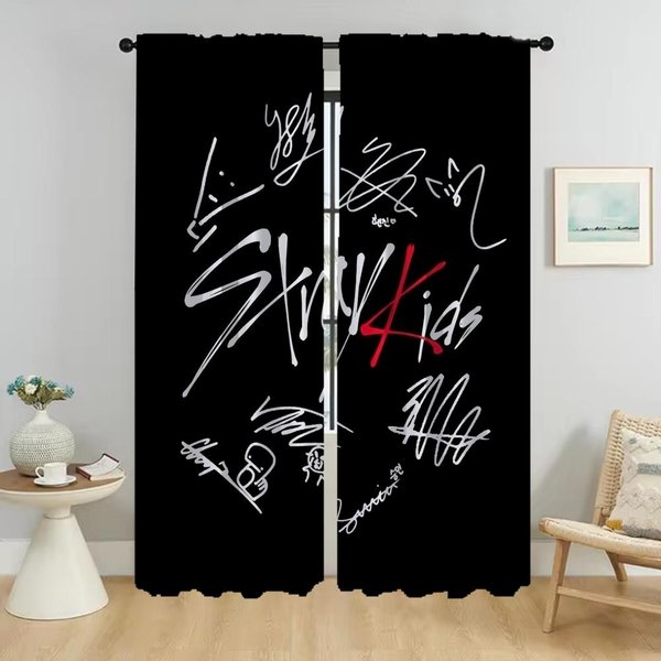 Cortinas Modernas Para Sala De Estar 2 Piezas Kpop-Straykides Tul Para Dormitorio DecoracióN De Halloween Estores Opacos ParticióN W50Xh70Cmx2Pcs-Cl-image