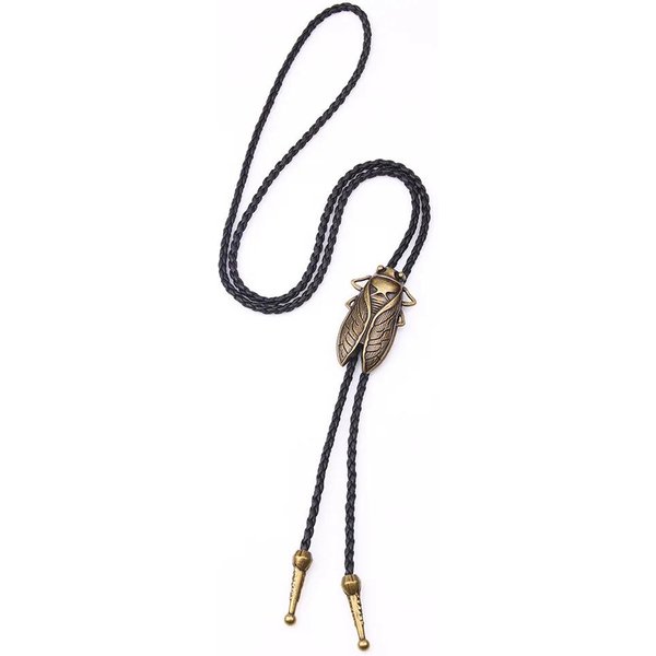 Moda Metalowa Cykada Retro Bolo Tie Dla MężCzyzn Naszyjnik Wisiorek SkóRzany Sznurek Krawat KołNierzyk Koszuli Muszka Akcesoria BiżUteria Kowbojska-image