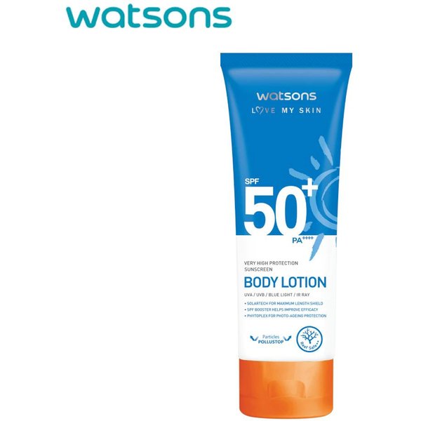 Watsons Love My Skin LocióN Corporal Protector Solar De Muy Alta ProteccióN SPF50+ Pa++++, Uva/Uvb/Luz Azul/Rayos Ir, Pollustop Parcial, Reef Safe, 100 Ml. 100 Ml.-image