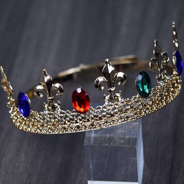 MęSka Korona KróLa Korona KróLowej Dodatek Do WłOsóW Tiara Nakrycie GłOwy Na WystęP Uniseks Książę KsiężNiczka Korona Na Konkurs PięKnośCi Black-image