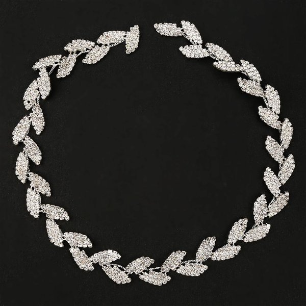 1 Yarda 1,5 Cm De Ancho Cinta De Diamantes De ImitacióN DiseñO De Hoja De áRbol Diamante AAA Rollo De Envoltura DecoracióN Gray-image