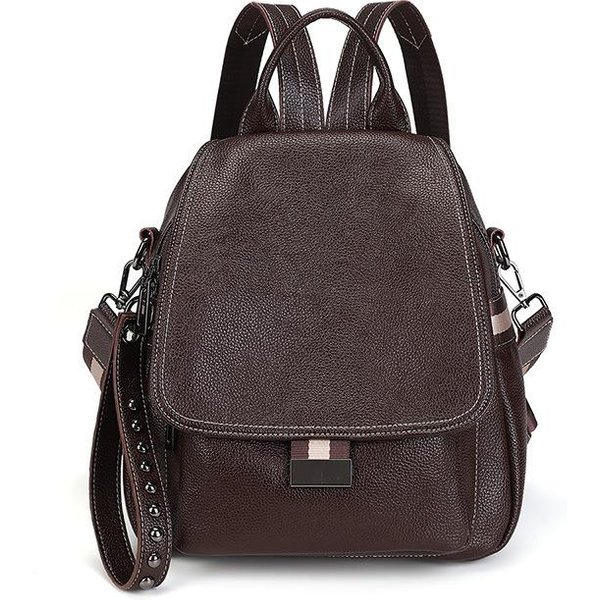 Mochila De Moda Femenina FáCil De Llevar Bolsa De Primavera Mochila Femenina Gran Capacidad Cuero Suave Antirrobo Bolsa De Viaje Gray-image