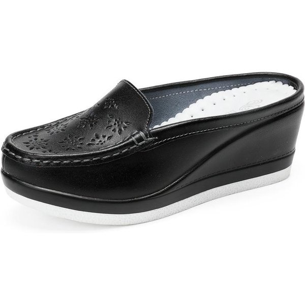 Zapatos De Verano Para Mujer Zapatillas De Plataforma CuñA Chanclas Zapatillas Para Mujer Slip-On CóModas Sandalias De CuñA Para Mujer Zapatos Casuales 34 Black-image