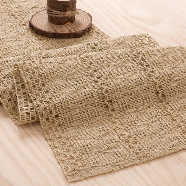 Lniany Koronkowy BieżNik StołOwy W Stylu Wiejskim Khaki Pleciony BieżNik StołOwy Odpowiedni Do Stylu Bohema WystróJ StołU W Domu, Restauracji, Sypialni - 1 Szt. 30*120Cm-image