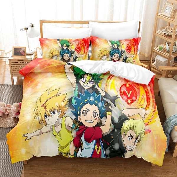 ImpresióN 3D Anime Beyblade ColeccióN De Ropa De Cama Funda NóRdica Colcha ColeccióN De Cama Funda De Colcha Funda De Almohada TamañO King Queen Twin NiñOs NiñAs Adultos AU Single 140X210Cm-image