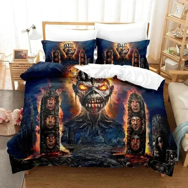 Juego De Cama Iron Heavy Metal Maidens, Funda De EdredóN, Funda De Almohada, EdredóN TamañO King Y Queen, Juego De Cama Para NiñOs Y Adultos AU Single 140X210Cm-image