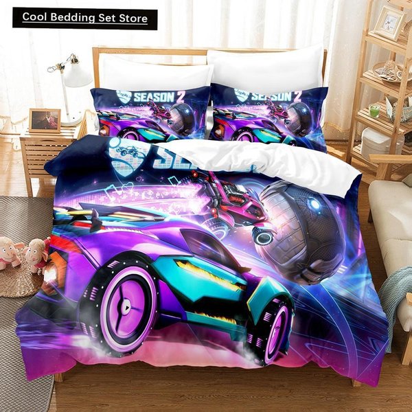 Nuevo Juego De Cama Rocket League Colcha Individual Twin Completo Queen King Size Coche Rocket League Juego De Cama NiñOs NiñO Dormitorio Funda NóRdica AU Queen(210X210Cm)-image