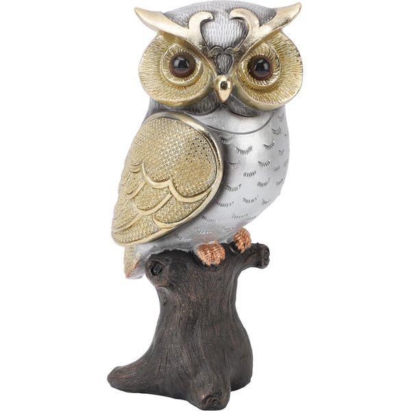 Figurka Sowy Statua ŻYwica RzeźBa Sowy StojąCa Na Pniu Do Dekoracji Domu Werandy Patio Trawnika PodwóRka Beige-image