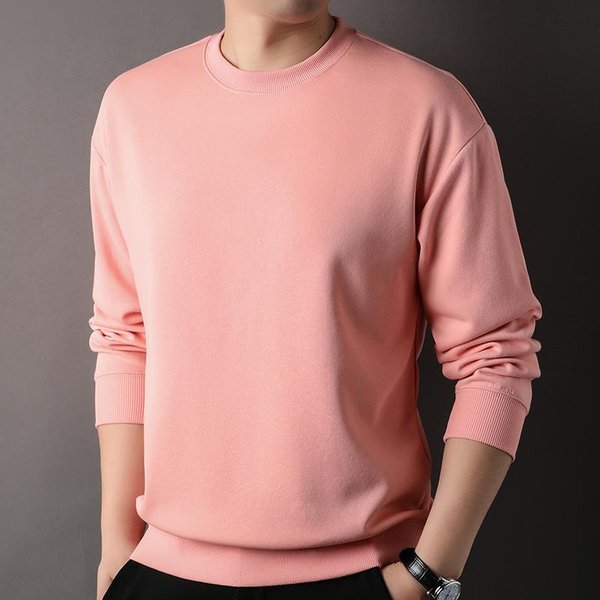 SuéTer De Hombre, Informal, De Cuello Redondo, De Color SóLido, Para Primavera Y OtoñO, Nueva Tendencia, Combinable, De AlgodóN, Camiseta De Manga Larga Para JóVenes Y De Mediana Edad M Beige-image