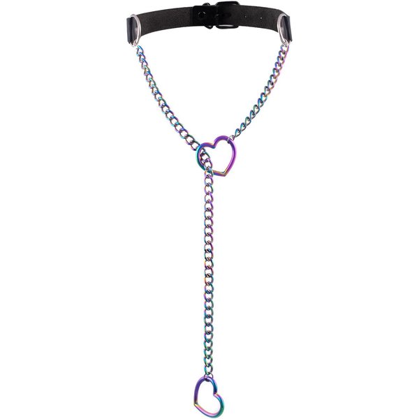 Collar Y De Cadena Deslizante CorazóN Gargantilla De Cuero Negro Para Mujeres Moda GóTica JoyeríA Punk Black-image
