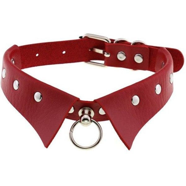 Gargantilla Punk GóTica De Cuero SintéTico Rojo, Collar Sexy Con Pinchos Y Correa Para El Cuello, Collares Para ClavíCula Para Mujeres Y Hombres, JoyeríA GóTica, Accesorios Brown-image