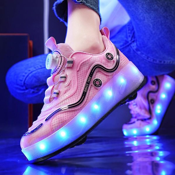 Nowe Buty Runaway Z PodwóJnymi KółKami, Buty Dla ChłOpcóW I DziewcząT Z KołAmi MożNa Kolekcjonować, Buty W RóżNych Wariantach, łYżWy Ze śWiatłAmi I śWiecąCe Buty 33 Blue-image