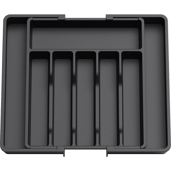 Organizador De CajóN Para Cubiertos, Bandeja Expandible Para Utensilios De Cocina, Soporte Ajustable Para Cubiertos Y Vajilla Para Cucharas, Tenedores, Cuchillos Negro-image