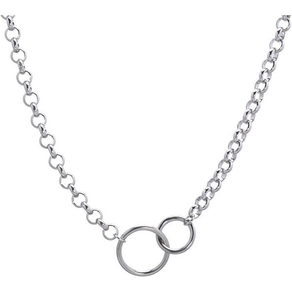 Collar De Acero De Titanio Con CíRculo De Doble Anillo Cool Bouncy Pareja Trendy Hip Hop Ins Estilo FríO Simple Cadena Clavicular JoyeríA Femenina White-image