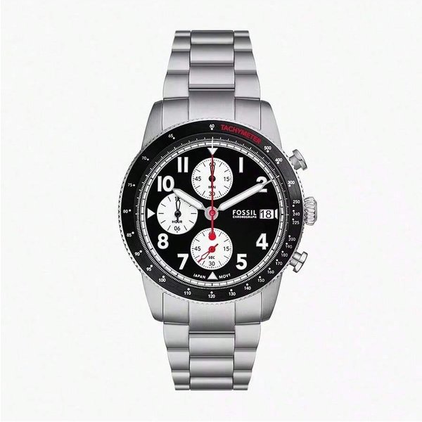 Reloj Fossil Para Hombre De Cuarzo Acero Inoxidable Tres Agujas Caja De Acero Inoxidable/Espejo De Cristal FS6045 Negro-image