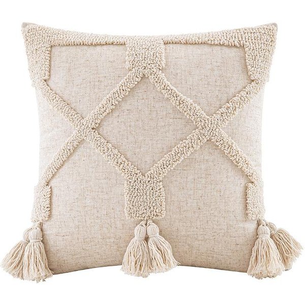 Funda De Almohada Decorativa De Lona Con Pelo Estilo Zen Cojines Bordado GeoméTrico Bohemio Borla Funda Para CojíN De Sofá 30X50/45X45Cm 45X45Cm-image