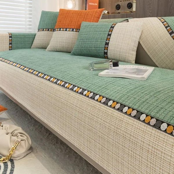 Funda De Sofá Moderna De Punto Empalme Jacquard Antideslizante CombinacióN CojíN De Sofá Toalla ProteccióN Contra El Polvo Muebles Sala De Estar 70X70Cm 1Pcs-image