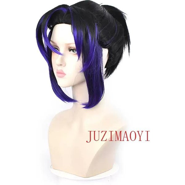 Anime Kochou Shinobu Peluca SintéTica Negro Morado Degradado Encantadora Cola De Caballo Cabello Peluca Cosplay Pelucas Resistentes Al Calor Halloween-image