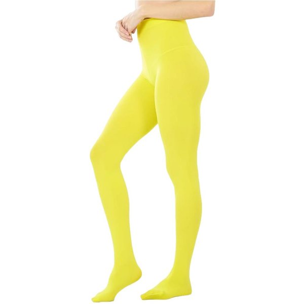Damskie 80D Ultra MięKkie KryjąCe Rajstopy, MięKkie KryjąCe Rajstopy Z Wysokim Stanem Jednokolorowe Z Stopkami Kolorowe PońCzochy One Size(40-65Kg) Yellow-image