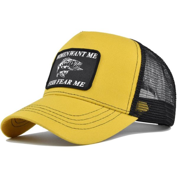 Nowa MęSka Modna Casualowa Czapka Baseballowa Damska Outdoor OddychająCa Regulowana Siatkowa Czapka ChroniąCa Przed SłOńCem Letnia Czapka Trucker Wygodna Snapback 54-60Cm Yellow-image
