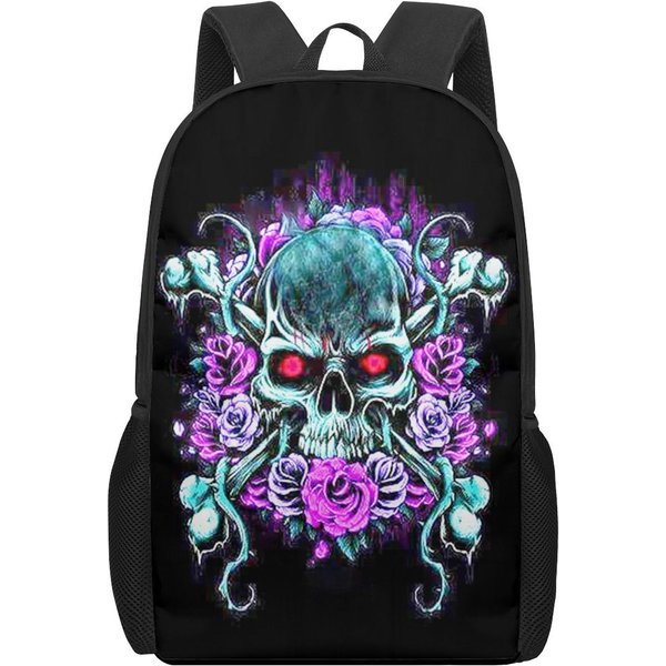 Gothic Skull Drukowany Plecak Dla NastolatkóW Kreatywny Casualowy Plecak Na Laptop Dla MężCzyzn I Kobiet Torba PodróżNa Black-image