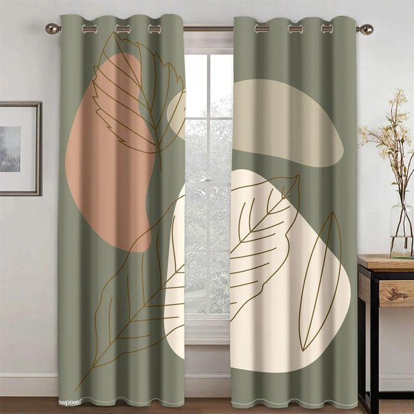 Arte GeoméTrico Abstracto EstéTica Bohemia Moderna Elegancia CaíDas Cortinas De Ventana Para Sala De Estar Dormitorio Cocina 2 Piezas DecoracióN W70Xh165(Cm)X2Pcs&Rod Pocket-image
