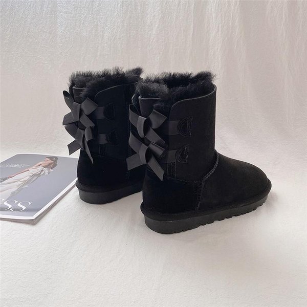 Modne Buty Zimowe śNiegowce Damskie Ze SkóRy Owczej, Naturalne Futro, 100% WełNa, Buty Zimowe śNiegowce Damskie, Buty Markowe, Buty Damskie 42 Czarny-image