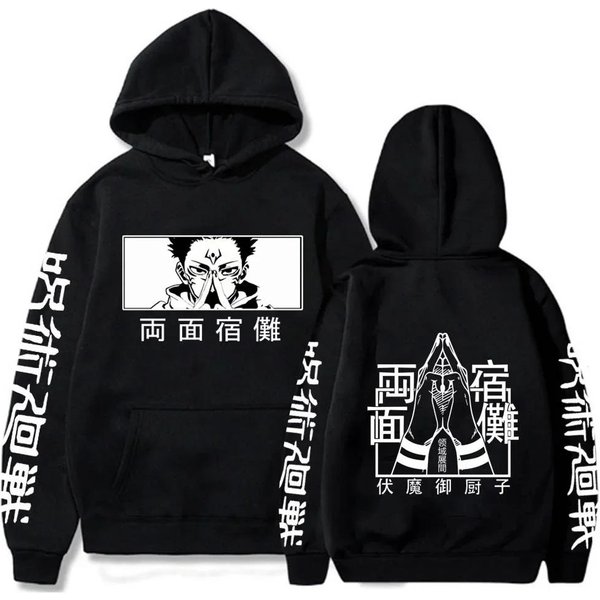 Sudadera Con Capucha De Anime JaponéS Jujutsu Kaisen Para Hombre Y Mujer, Satoru Gojo, Holgada, Unisex, Informal, CáLida, Para OtoñO XL Black-image