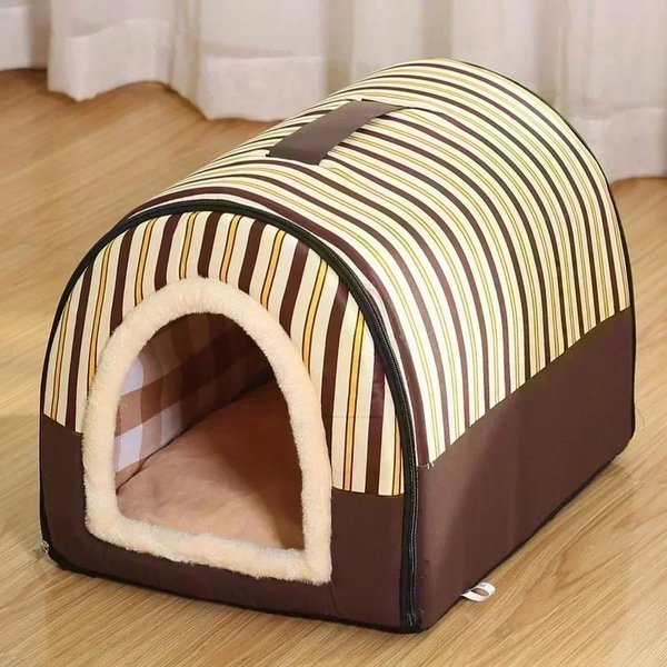 Casa Para Perros De Interior, Cama Cueva Para Perros Suave Y Acogedora, Casa CáLida ExtraíBle Plegable, Nido Con Estera Para Gatos PequeñOs Y Medianos, Perrera Para Animales S-35X32X28Cm-image