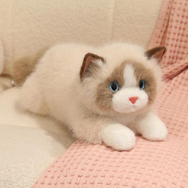 Pluszowe Zabawki Ragdoll Koty MięKkie Przytulne LeżąCe Lalka ZwierząTko Kot Lalka Kociak UspokajająCa CiepłA Kawaii WystróJ Domu 45Cm-image