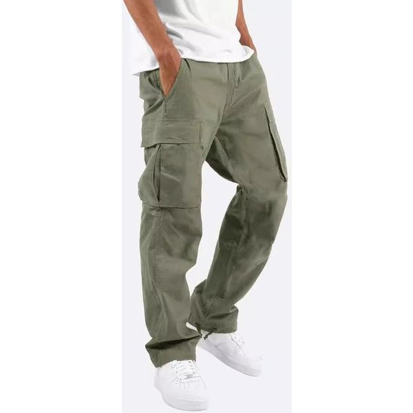 Pantalones Casuales Para Hombre Con CordóN Y Multibolsillos Pantalones Cargo Para Hombre Xxxxxl Verde-image