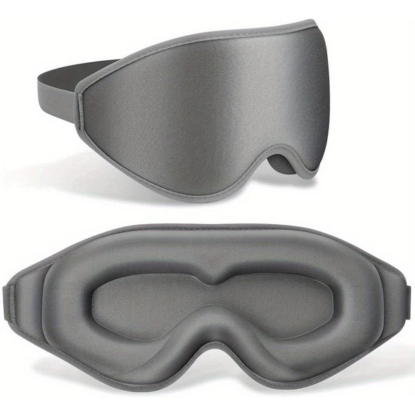 Antifaz 3D Para Dormir PresióN Cero En Los Ojos Antifaz Para Dormir Contorneado 3D Suave CóModo Cubierta Para Los Ojos Bloqueo De Luz Al 100% Gris-image
