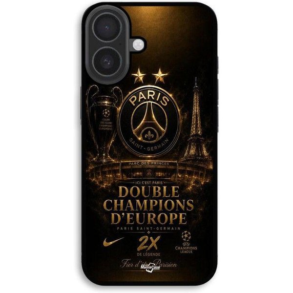 Etui Na Iphone 16 Plus PSG Liga MistrzóW 2 Gwiazdki Czarne I ZłOte Maniacase Czarny-image