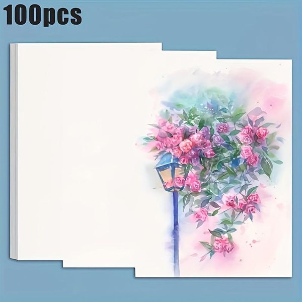 100 Piezas De Papel De Acuarela A4, Papel Sin áCido, Perfecto Para La MayoríA De Los Medios HúMedos Y Secos, Ideal Para Principiantes, Artistas Y Profesionales 100Pcs-image