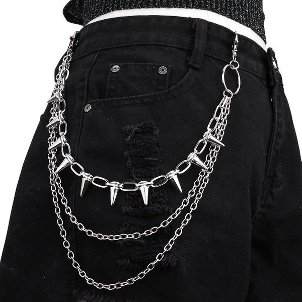 Pantalones Hip Hop Punk Rock Metal Cadena De Cintura Hombres Mujeres Llavero Cadena Para Pantalones Billetera Con Cadena Llavero Jeans Unisex JoyeríA Hip-Hop Regalo-image